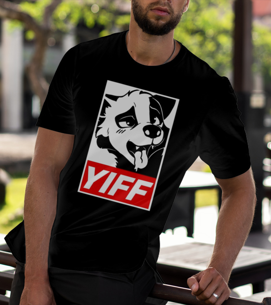 Yiff Dog Logo Red And White T-Shirt