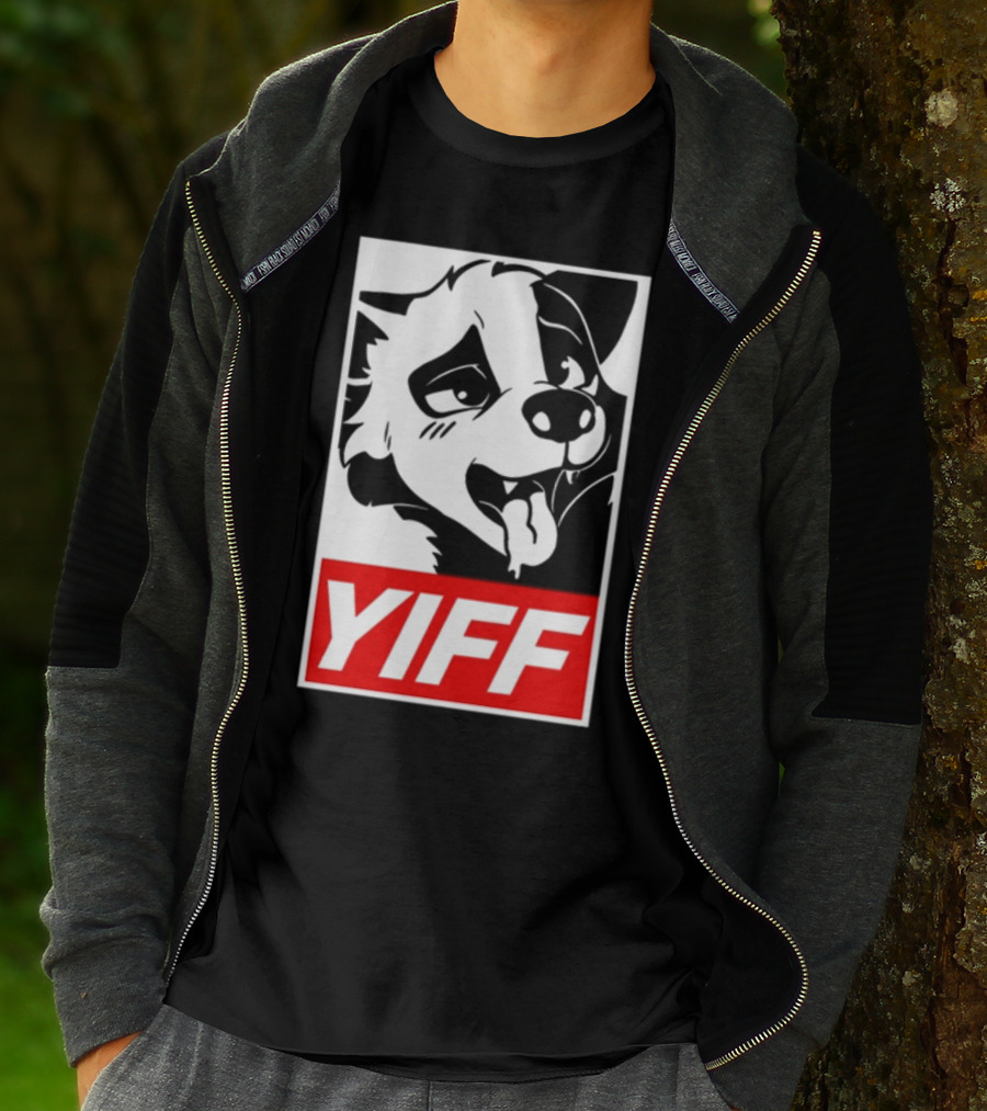 Yiff Dog Logo Red And White T-Shirt