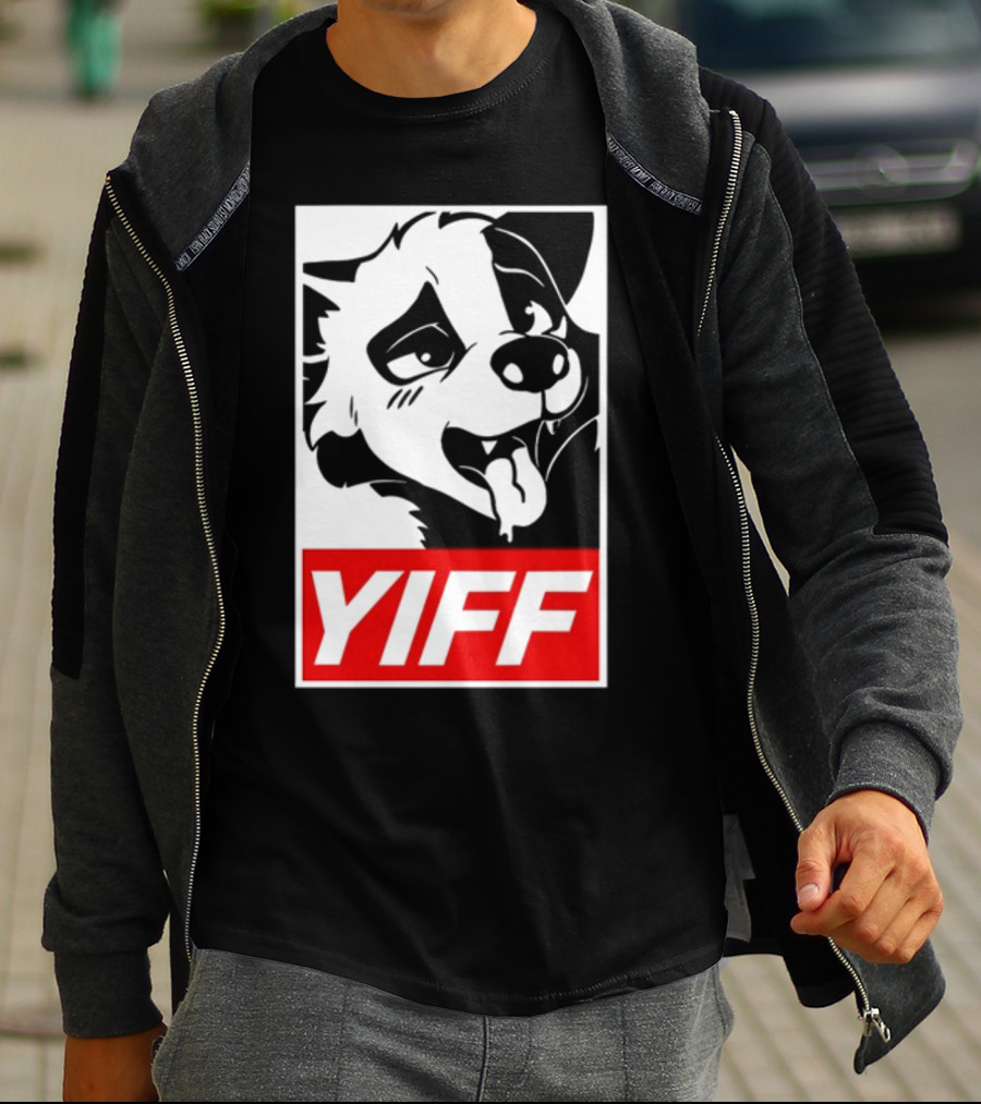 Yiff Dog Logo Red And White T-Shirt