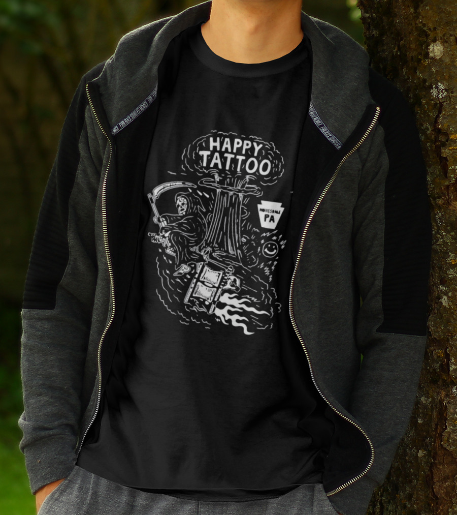 Happy Tattoo Grim Reaper Tree Honesdale PA T-Shirt