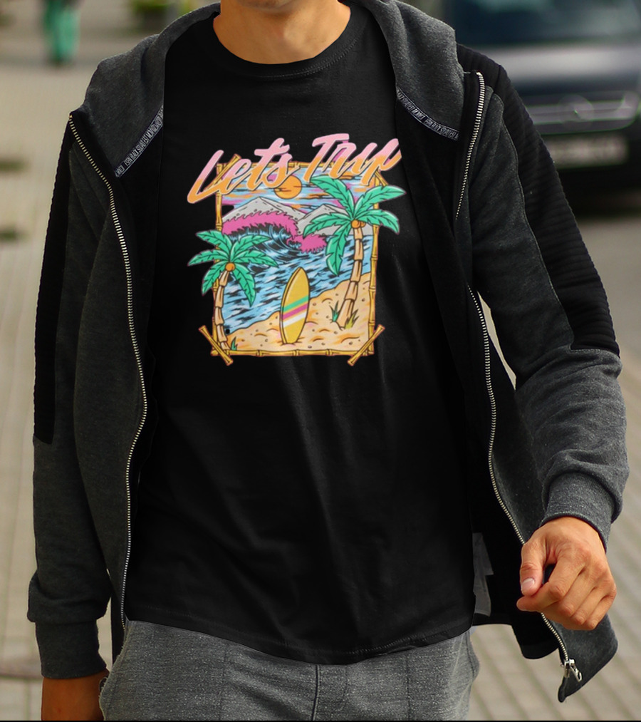 Let's Trip Paradise Surfing Tropical Beach Adventure T-Shirt