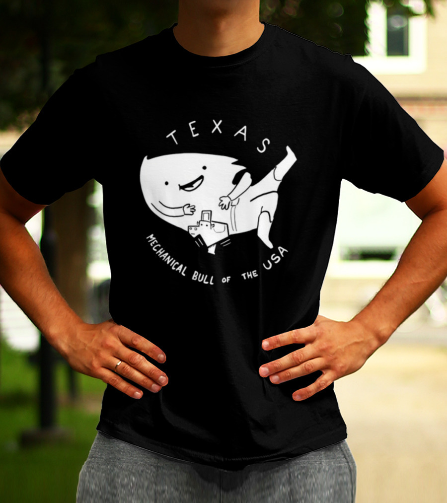 Texas Mechanical Bull Of The USA Fun Cartoon T-Shirt
