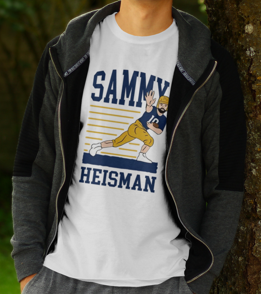 SAMMY HEISMAN 10 Football Pose With Stripes T-Shirt
