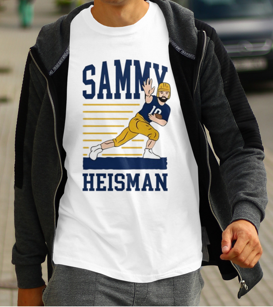 SAMMY HEISMAN 10 Football Pose With Stripes T-Shirt