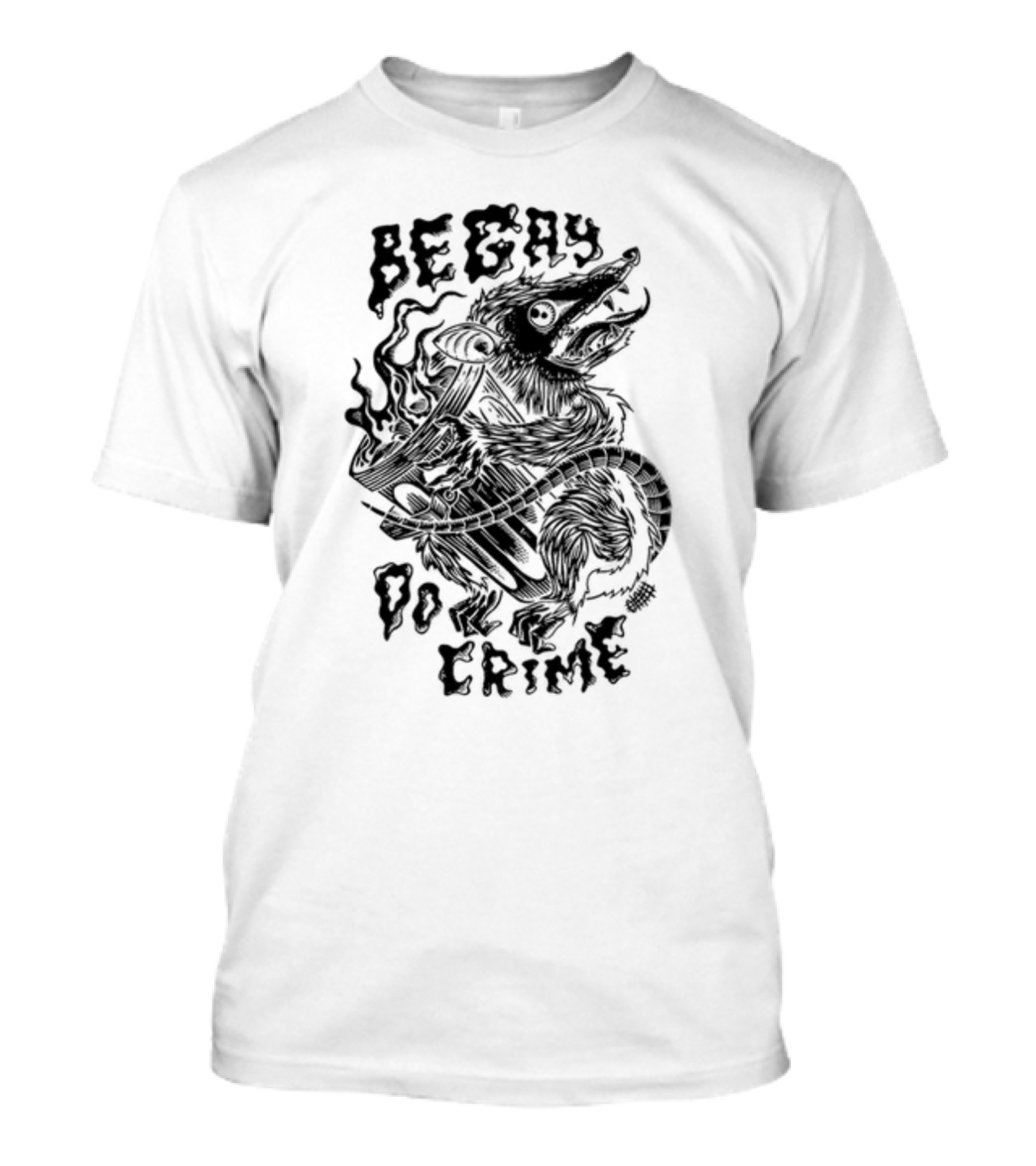 BE GAY DO CRIME RAT ILLUMINATED BY FLAMES T-Shirt