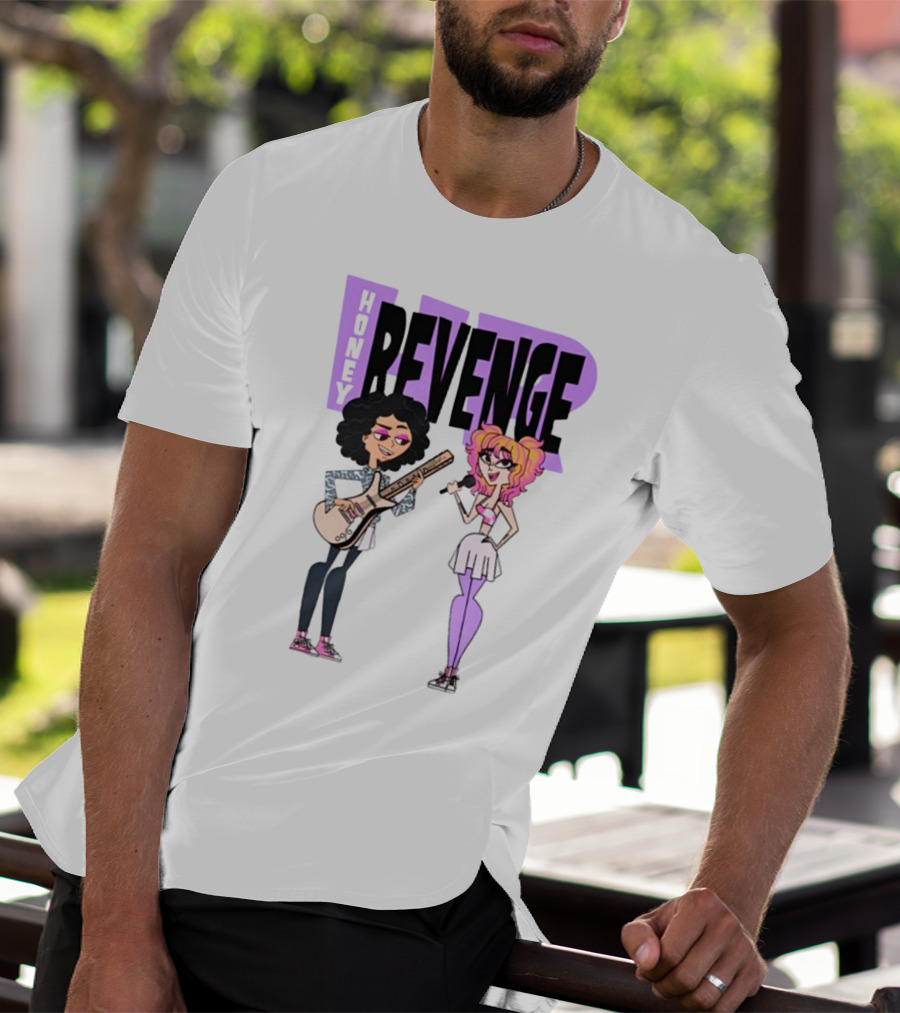 Honey Revenge Characters With Guitar And Microphone Lavender Dust T-Shirt