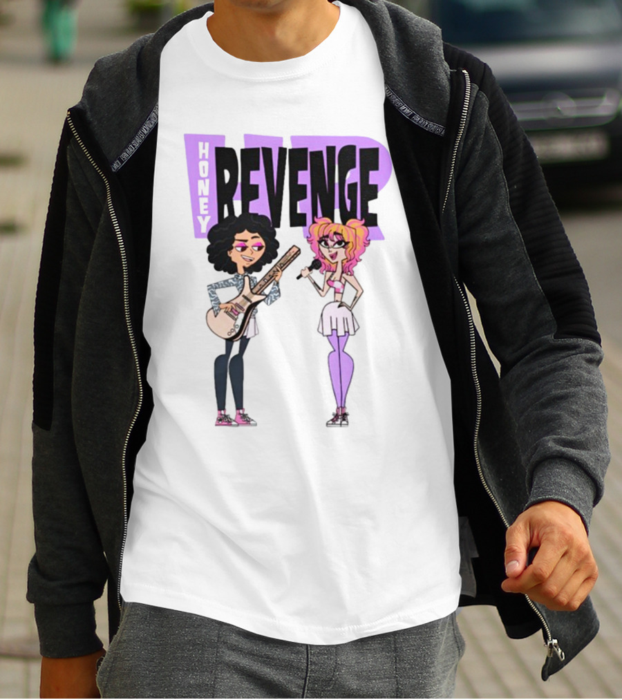 Honey Revenge Characters With Guitar And Microphone Lavender Dust T-Shirt