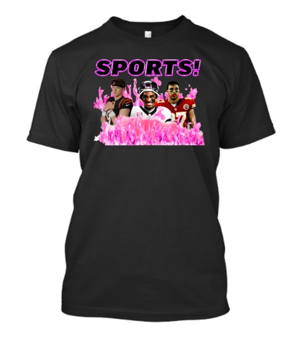 SPORTS Sadstreet Sports NFL Football Players Trio Pink Flames T-Shirt