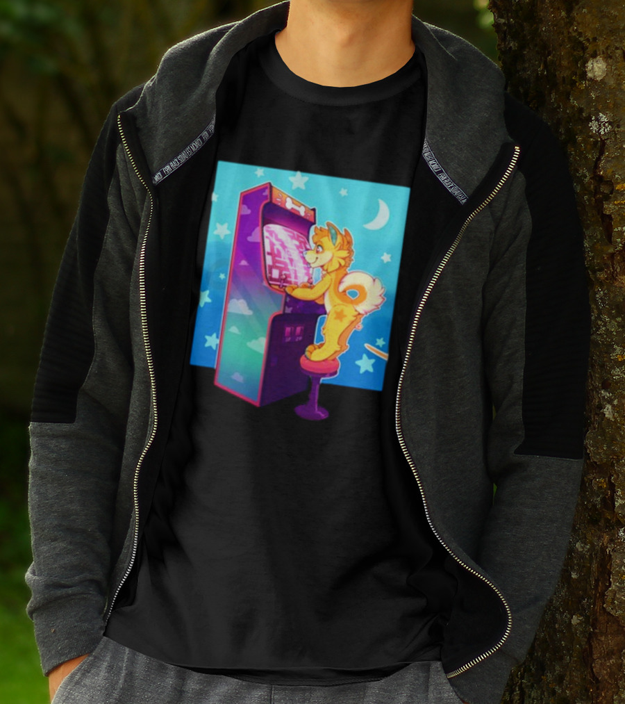 Drackypoof Arcade Pupper Retro Night Gaming T-Shirt