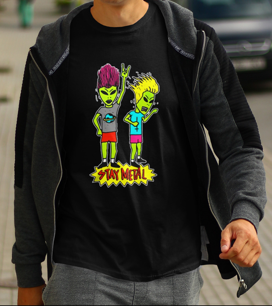 Teen Hearts Green Aliens Stay Metal Mohawk T-Shirt