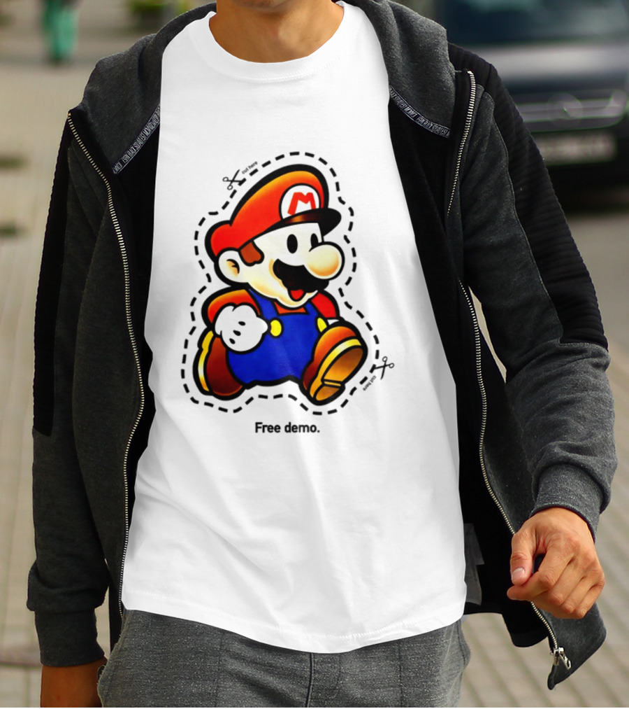 Mario Free Demo Adventure Icon With Cutout Outline T-Shirt