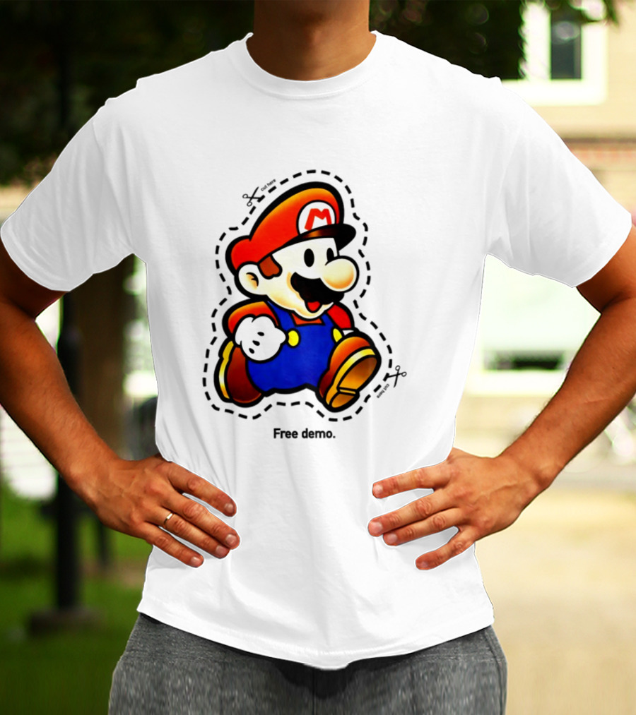 Mario Free Demo Adventure Icon With Cutout Outline T-Shirt