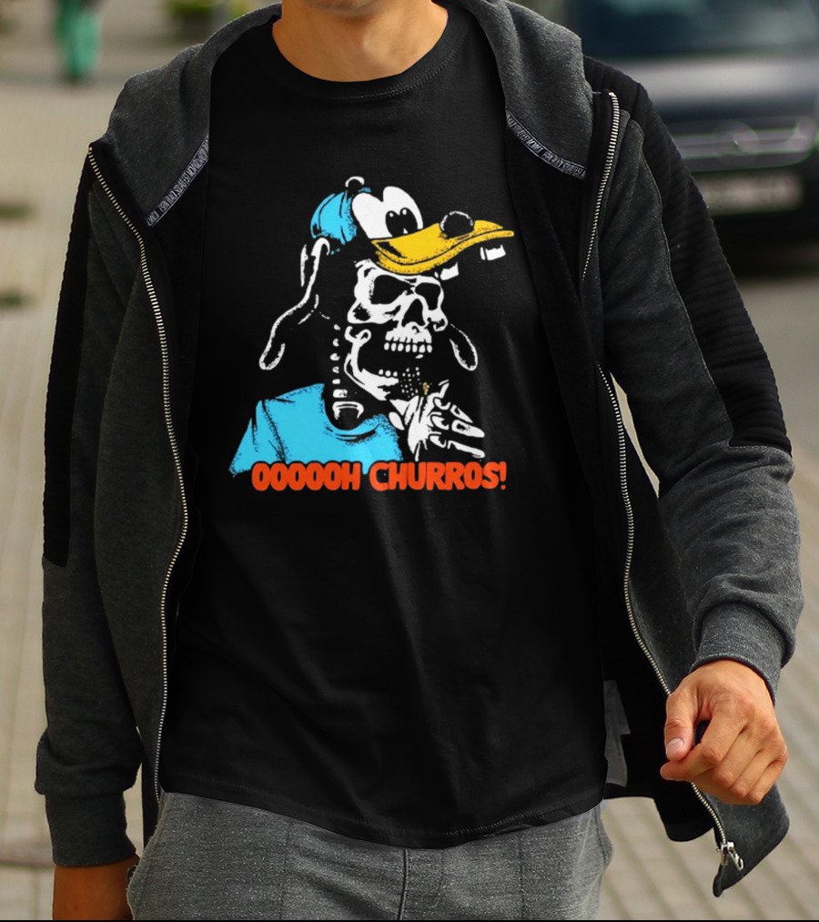 Oooooh Churros Skeleton Dog Character Eating Snack T-Shirt