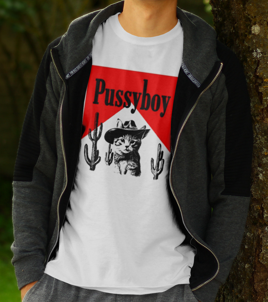 Pussyboy Cat Cactus Cowboy Hat Ezra Miche T-Shirt