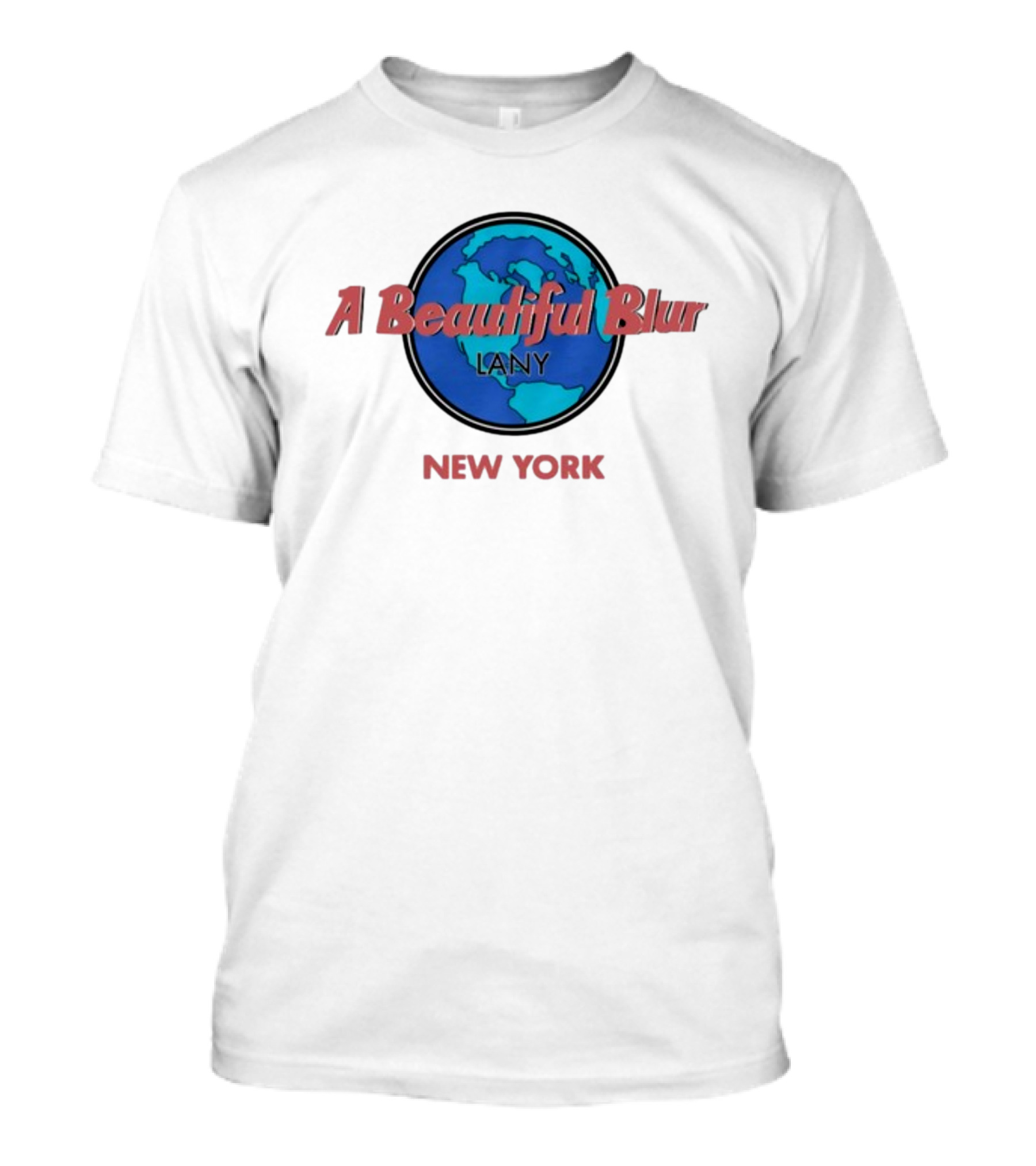 Lany A Beautiful Blur World Map New York T-Shirt
