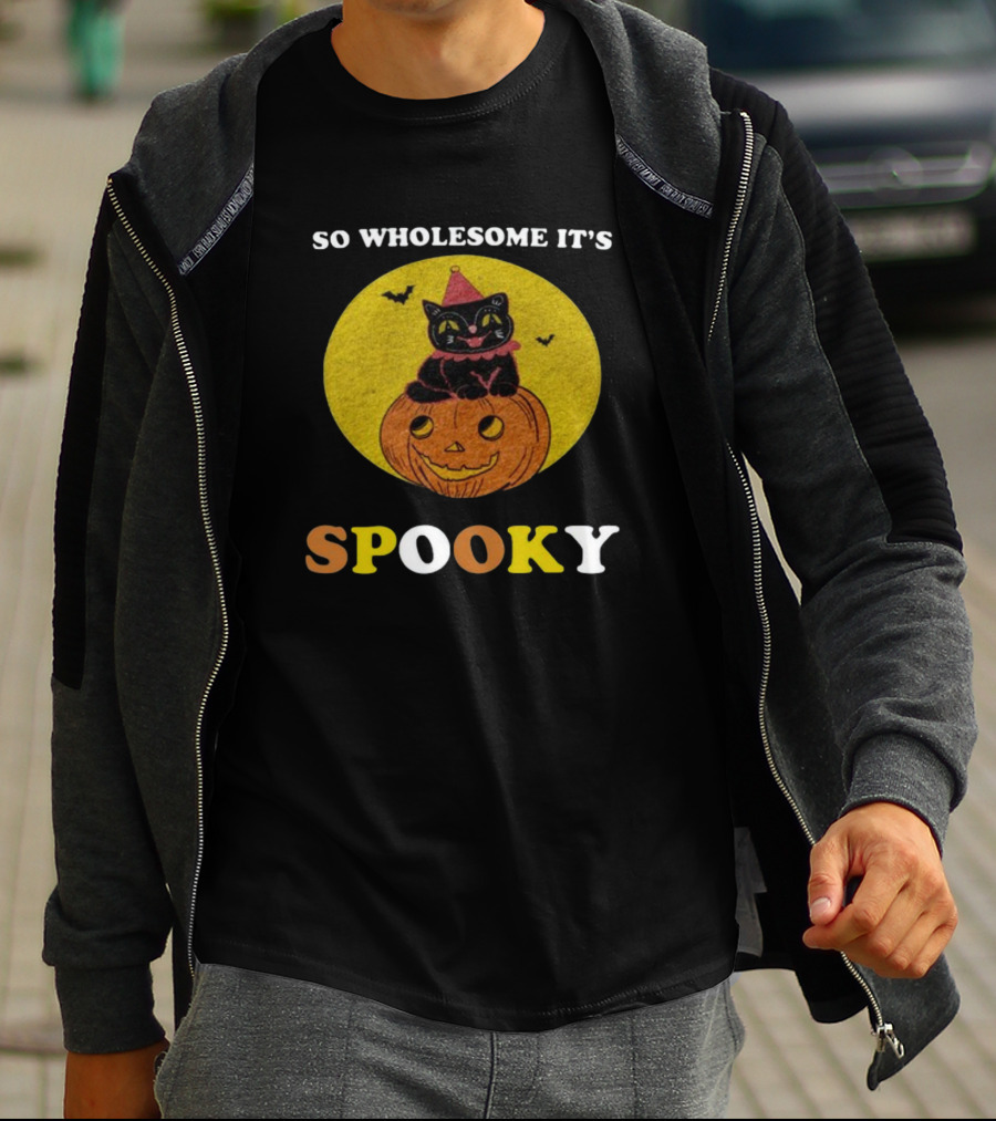 So Wholesome It's Spooky Black Cat Jack-o'-Lantern Halloween T-Shirt