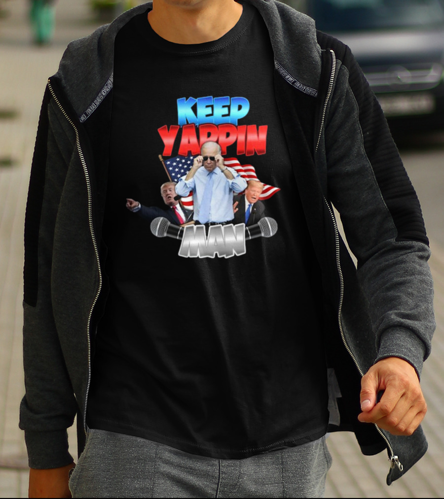 Keep Yappin Man American Flag Microphone Design By Designedbytheboys T-Shirt