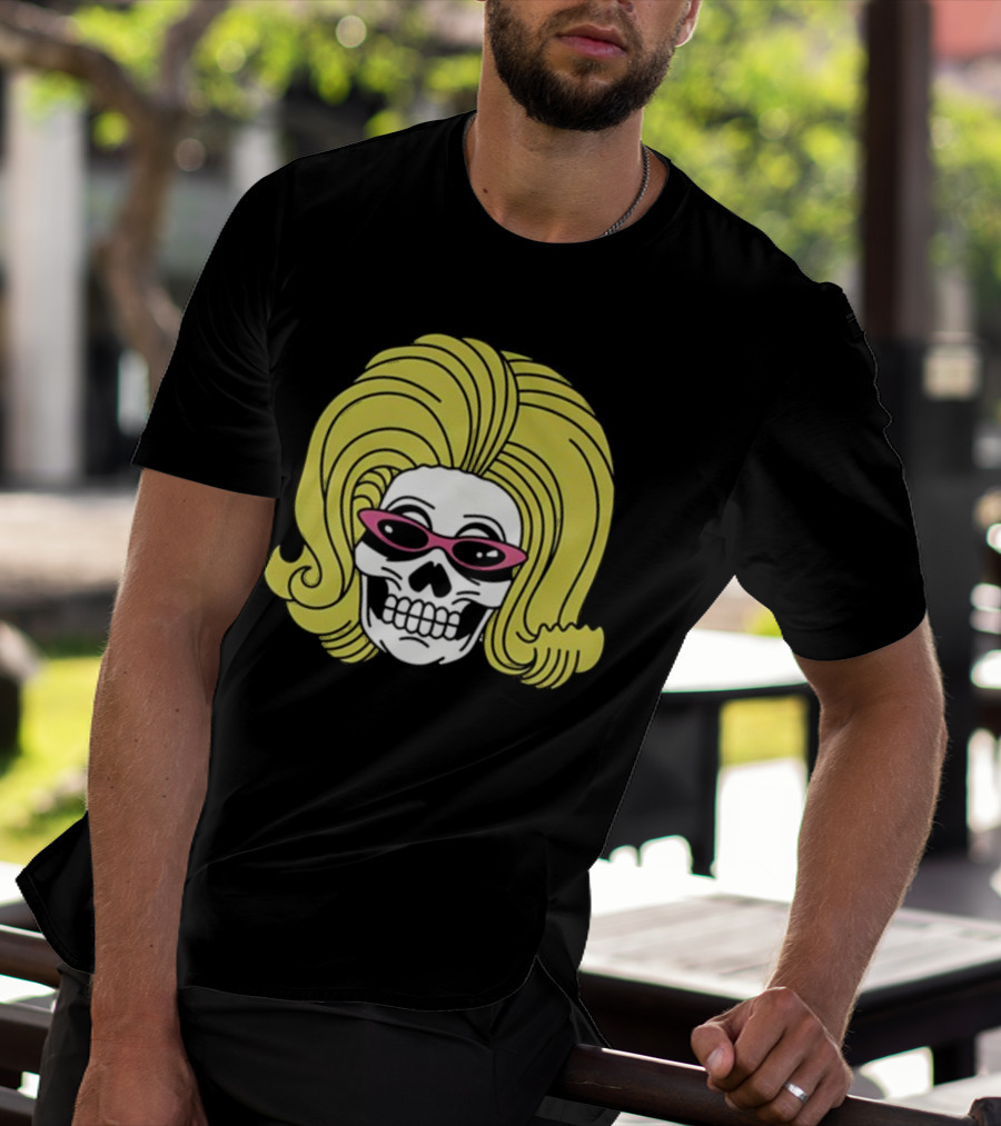 Juno Birch Death Skull Blonde Wig Pink Sunglasses T-Shirt