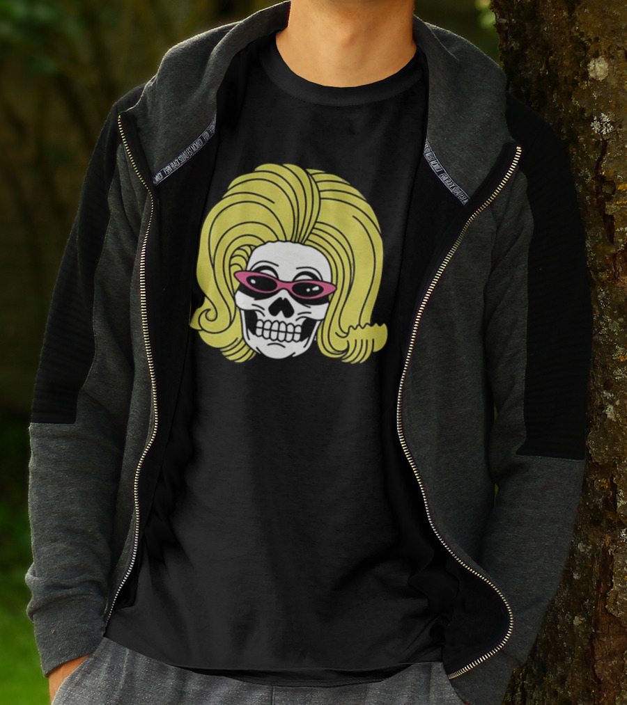Juno Birch Death Skull Blonde Wig Pink Sunglasses T-Shirt