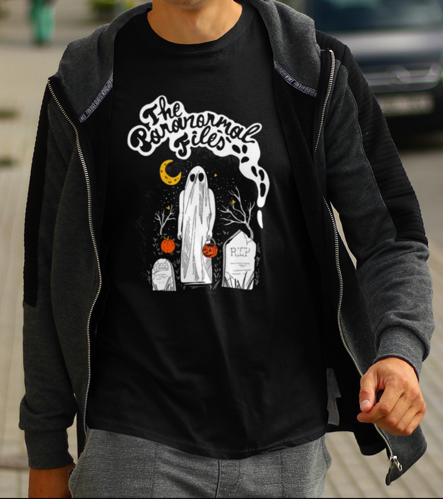 The Paranormal Files Ghost Halloween Cemetery Moon Stars RIP Pumpkin T-Shirt