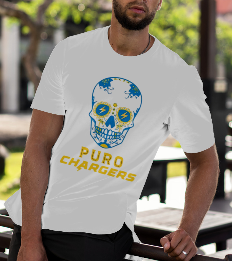 Puro Chargers Skull Lightning Bolt T-Shirt