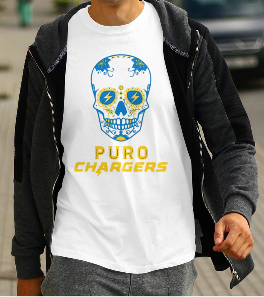 Puro Chargers Skull Lightning Bolt T-Shirt