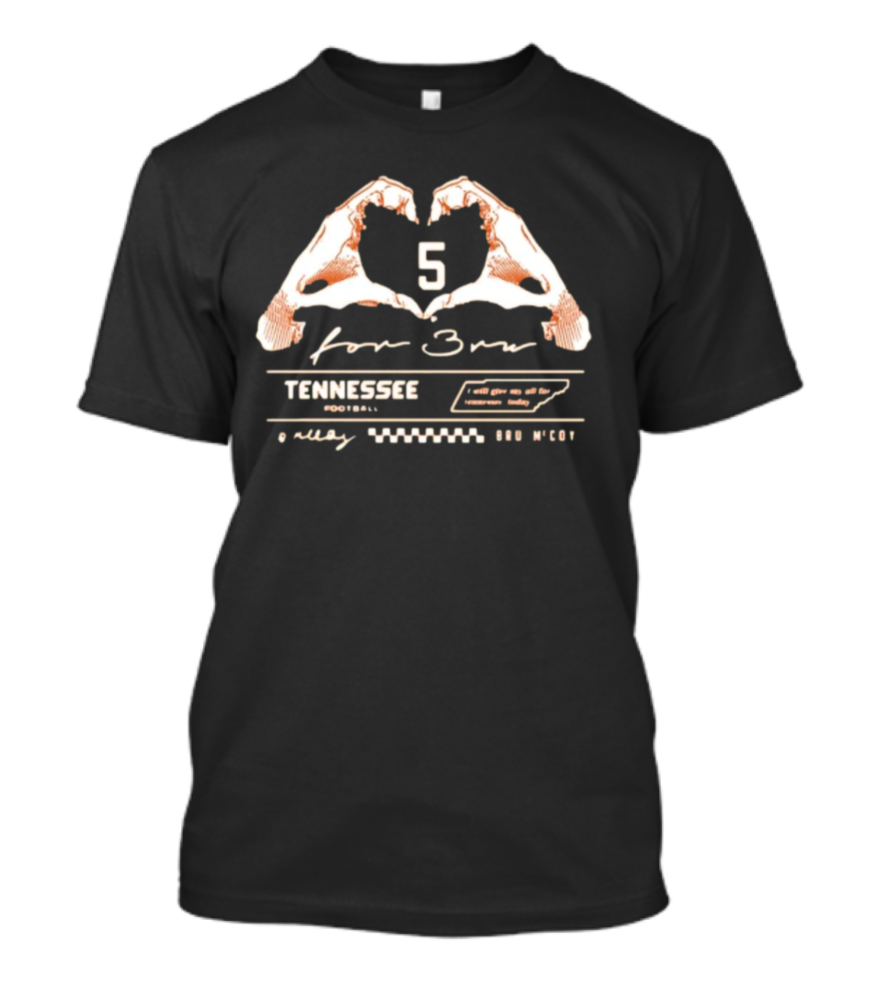 Bru McCoy Tennessee Football Heart 5 For Bru T-Shirt