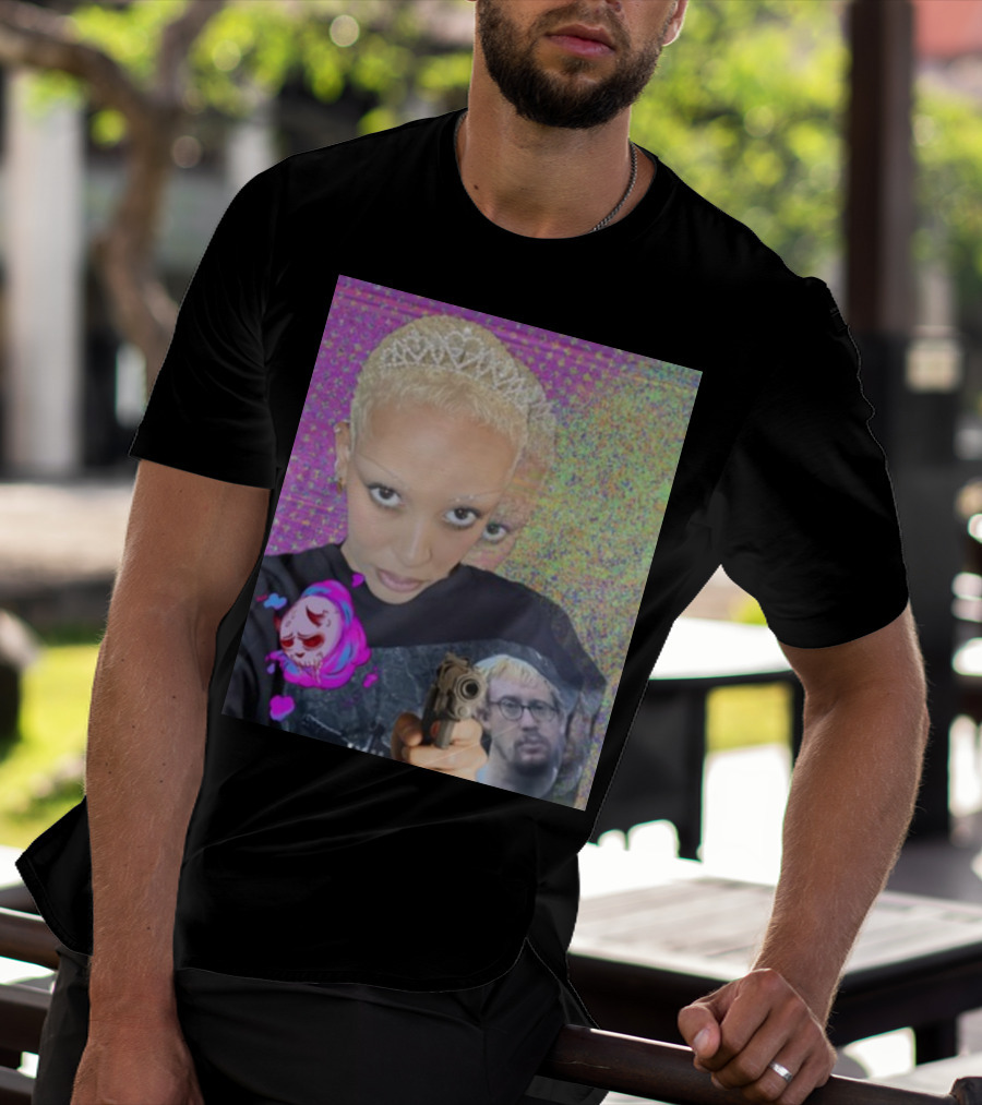 Doja Cat Sam Hyde Tiara Emoji Gun Sweater Multicolored Background T-Shirt