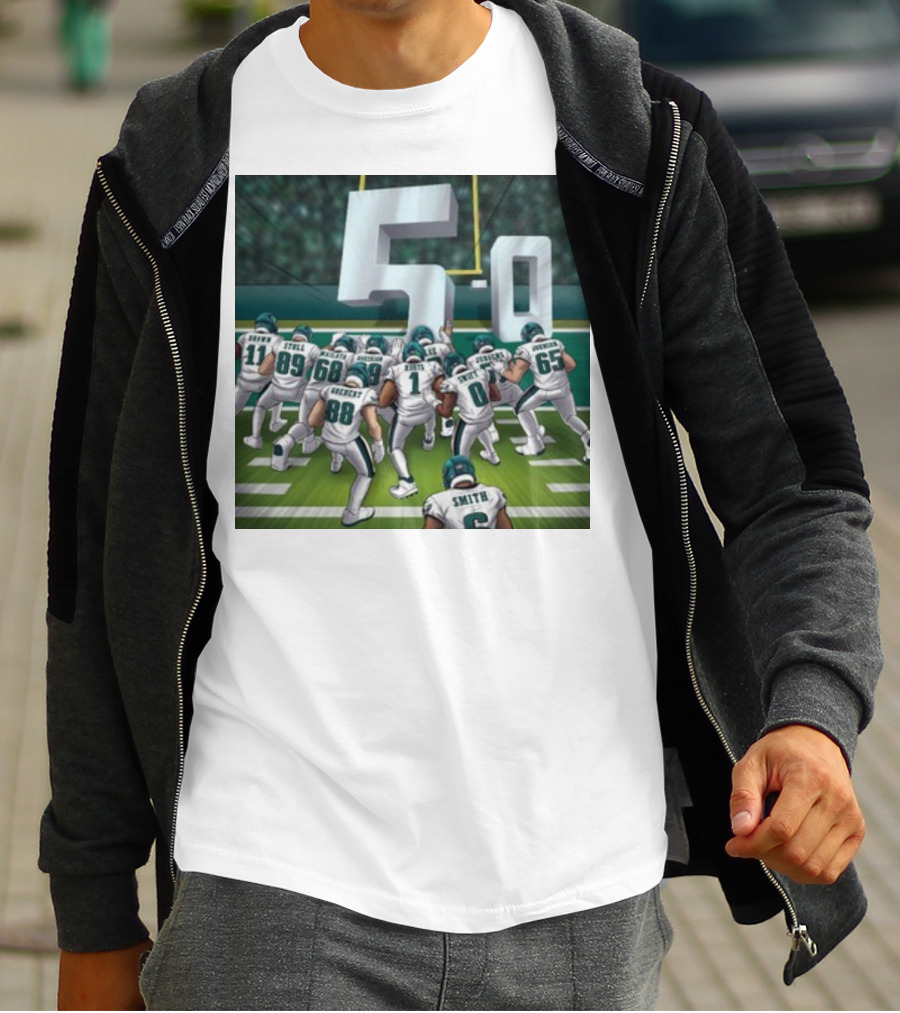 Jalen Hurts Brotherly Shove 5-0 Eagles Victory T-Shirt