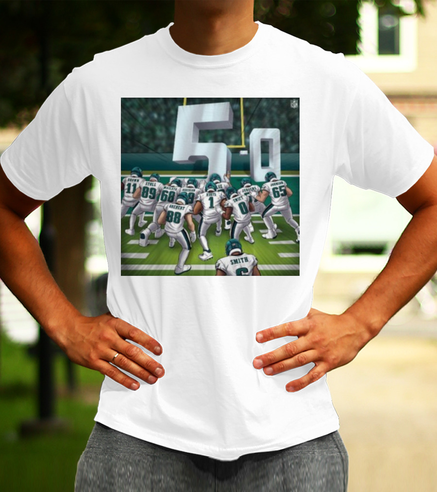 Jalen Hurts Brotherly Shove 5-0 Eagles Victory T-Shirt