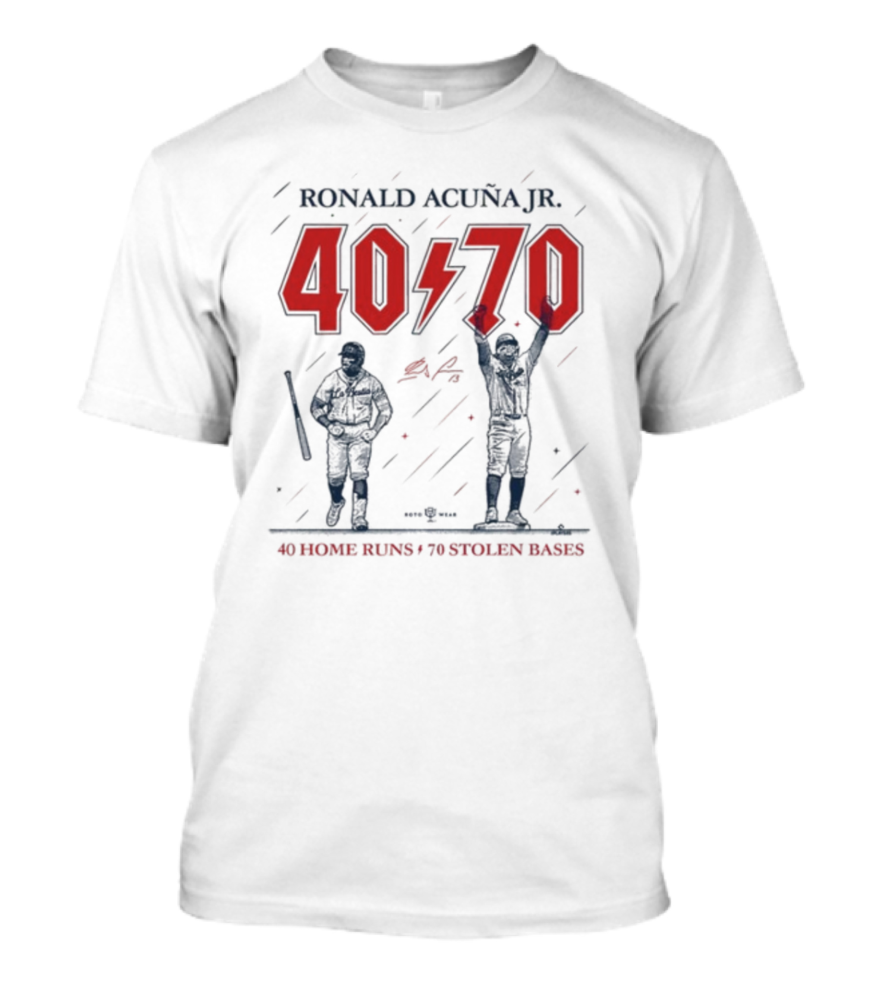 Ronald Acuña Jr 40 70 40 Home Runs 70 Stolen Bases T-Shirt