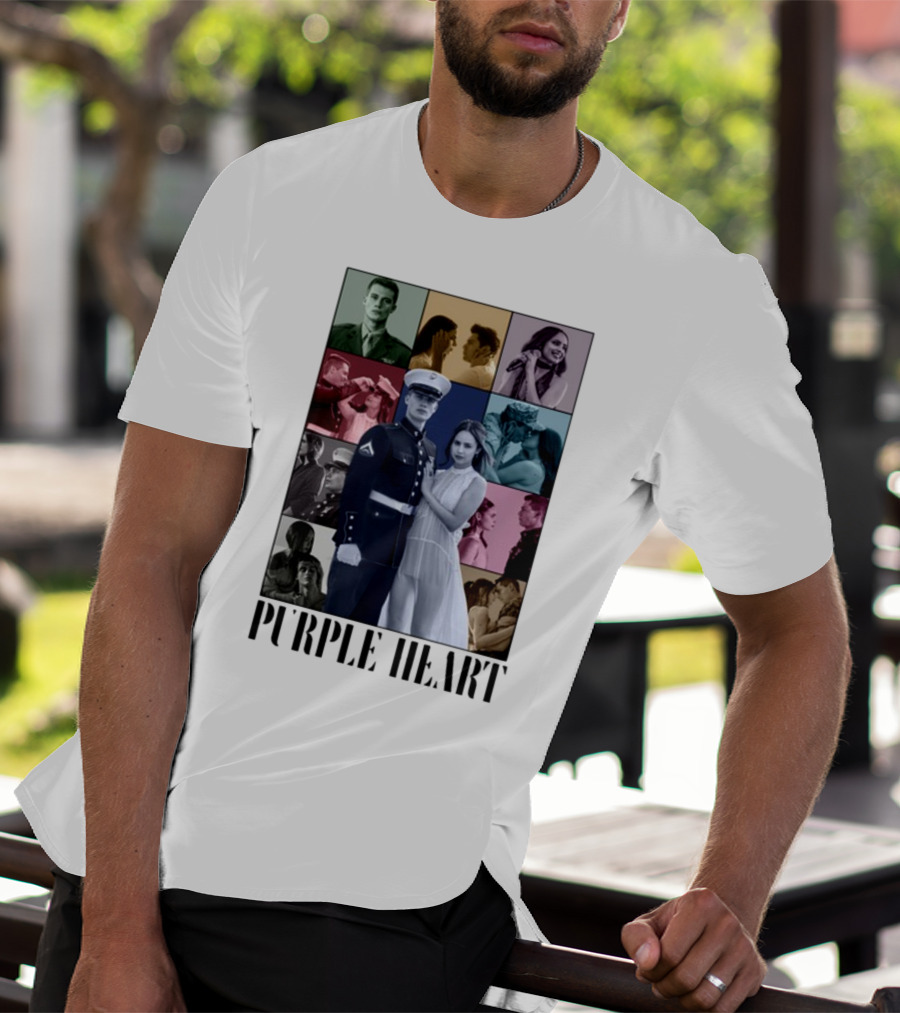 Purple Hearts Romantic Military Love Story Collage T-Shirt