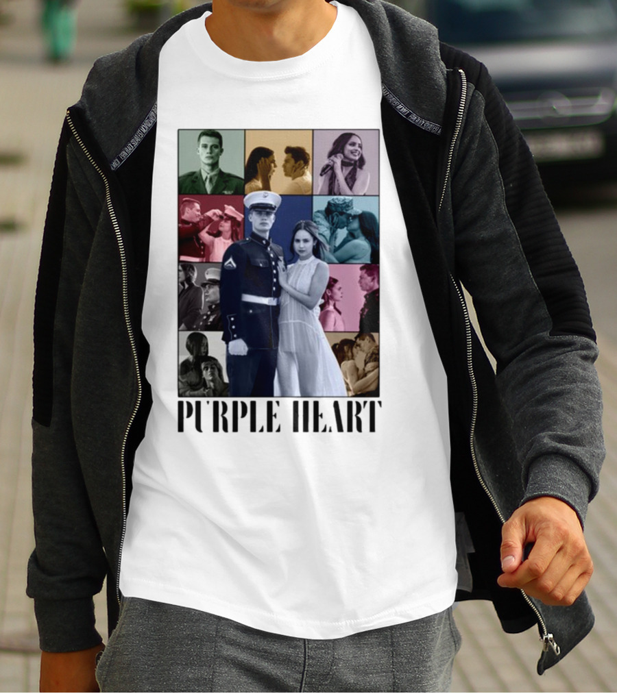 Purple Hearts Romantic Military Love Story Collage T-Shirt