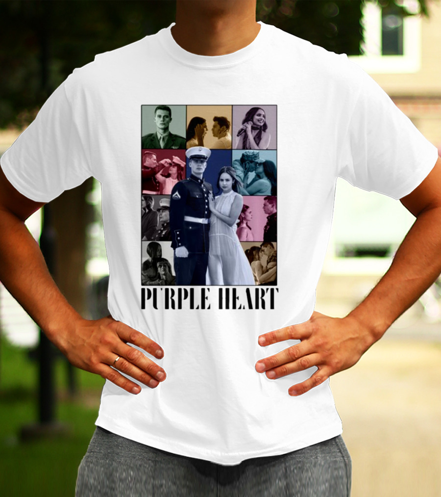 Purple Hearts Romantic Military Love Story Collage T-Shirt