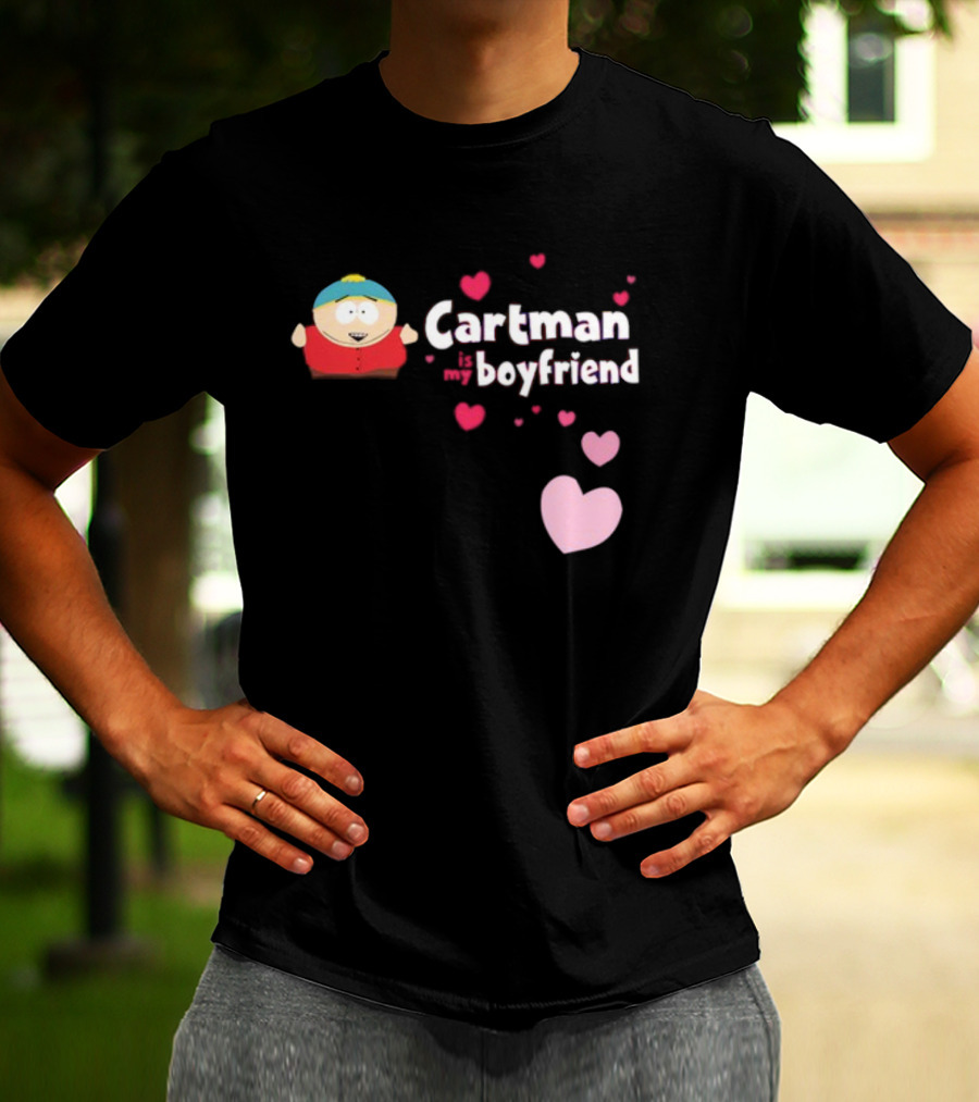 Cartman Is My Boyfriend Pink Hearts Cartoon Character T-Shirt