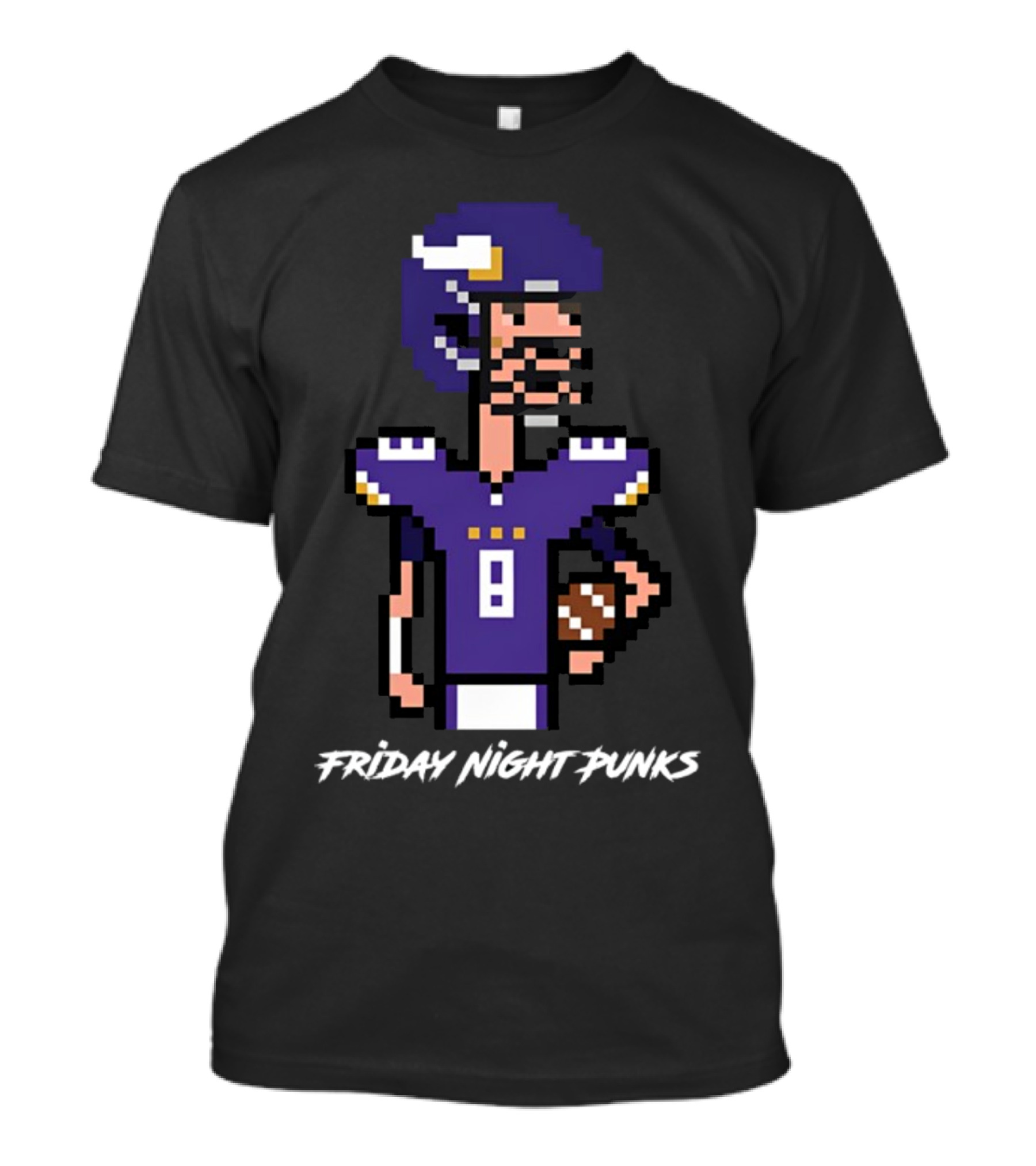 Friday Night Punks Purple Pixelated Football Quarterback Holding Ball T-Shirt