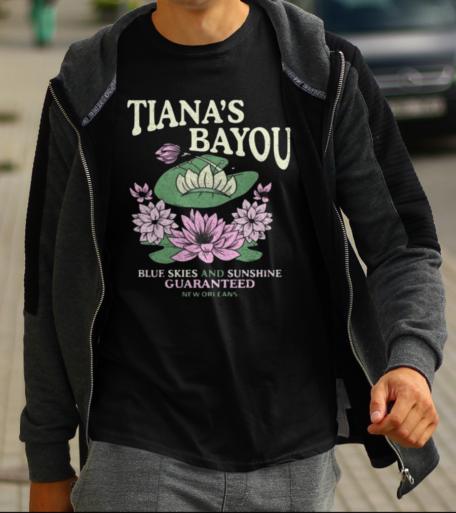 Tiana's Bayou Blue Skies And Sunshine Guaranteed New Orleans Lily Pond Blossoms T-Shirt