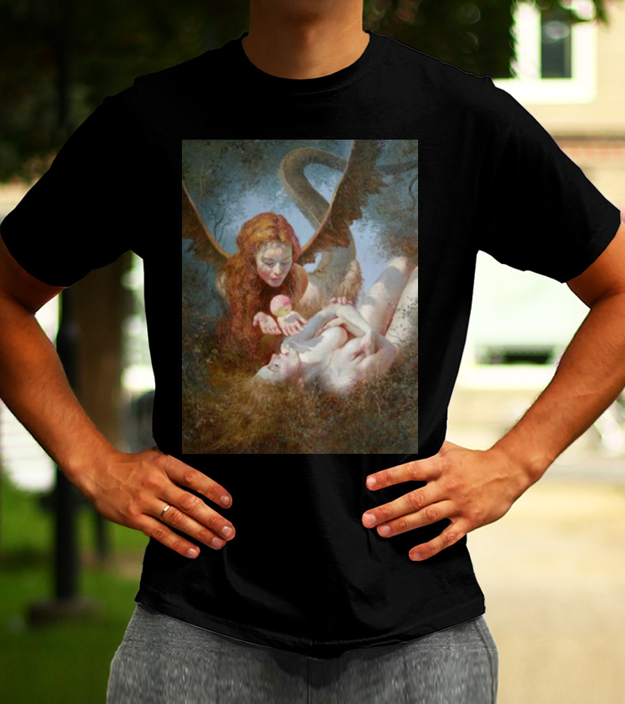 Lilith And Eve 1963 Apple Serpent Wings Mythical Encounter By Yuri Klapouh T-Shirt