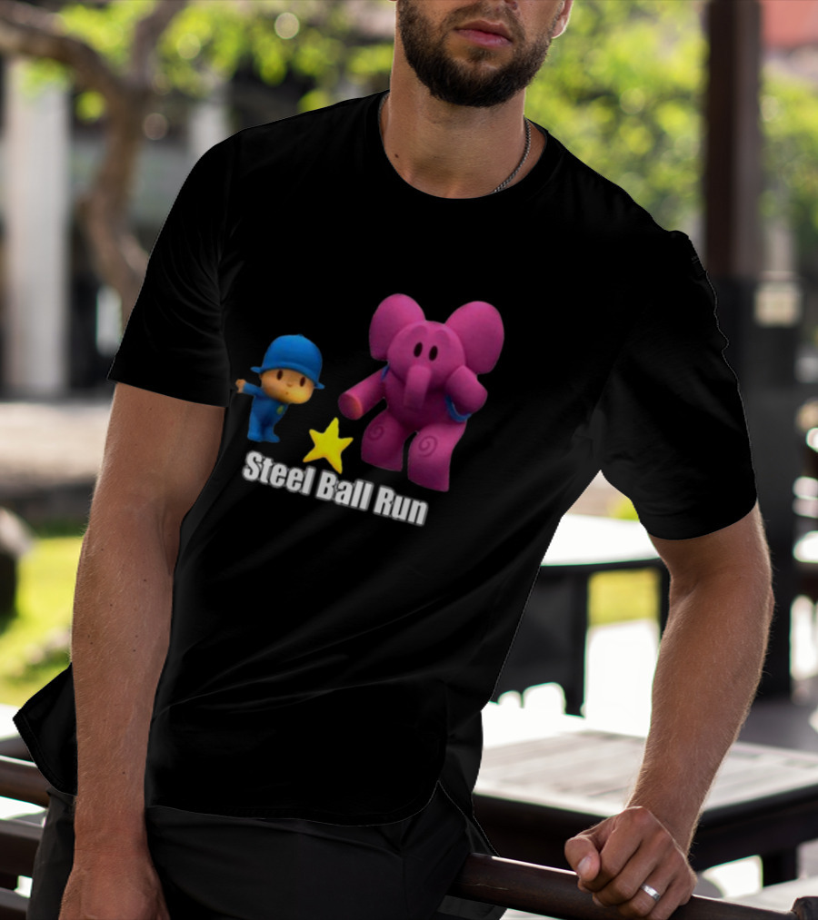 Pocoyo And Pink Elephant Star Steel Ball Run T-Shirt