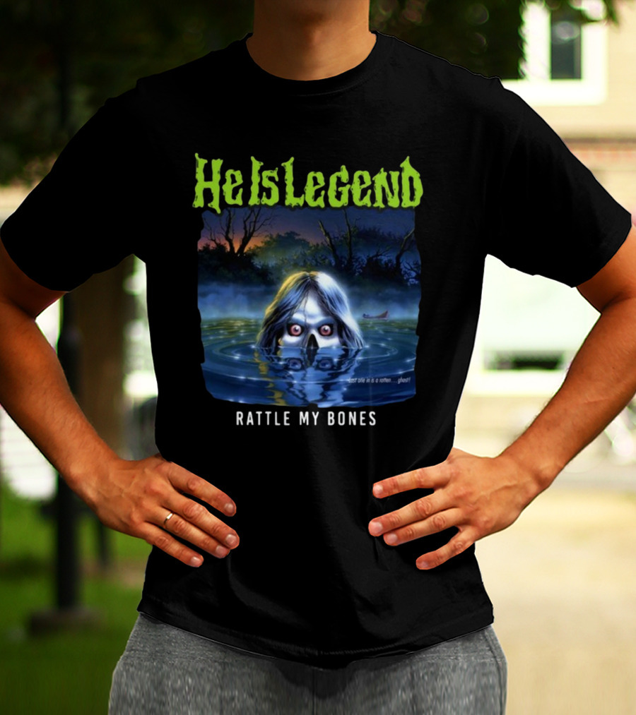 He Is Legend Rattle My Bones Eerie Forest Lake Ghostly Face T-Shirt