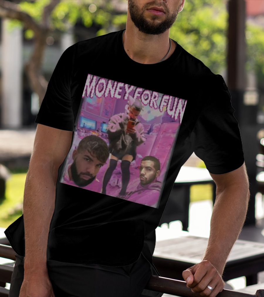 Money For Fun Funnyahhtees Pink Room Selfie Collage T-Shirt