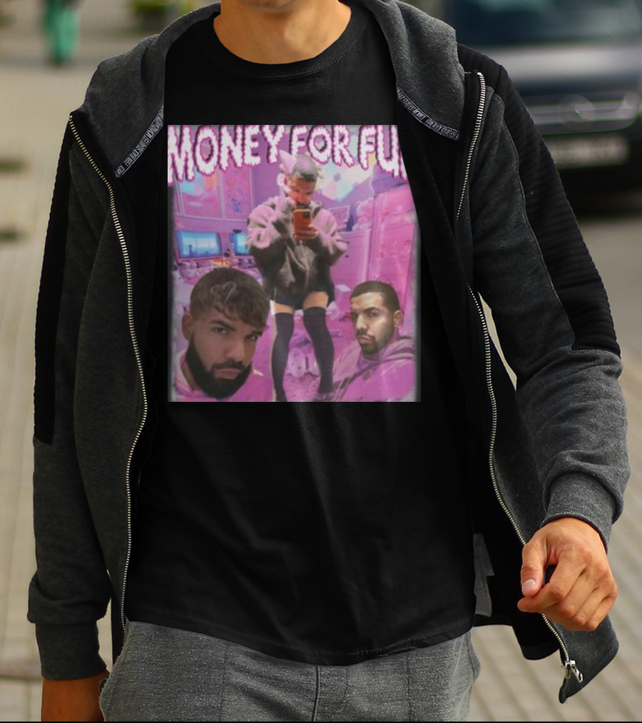 Money For Fun Funnyahhtees Pink Room Selfie Collage T-Shirt