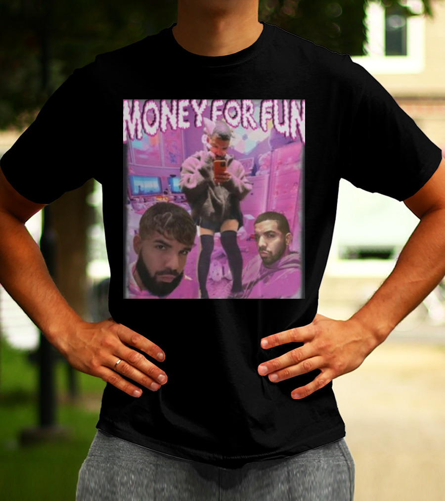 Money For Fun Funnyahhtees Pink Room Selfie Collage T-Shirt