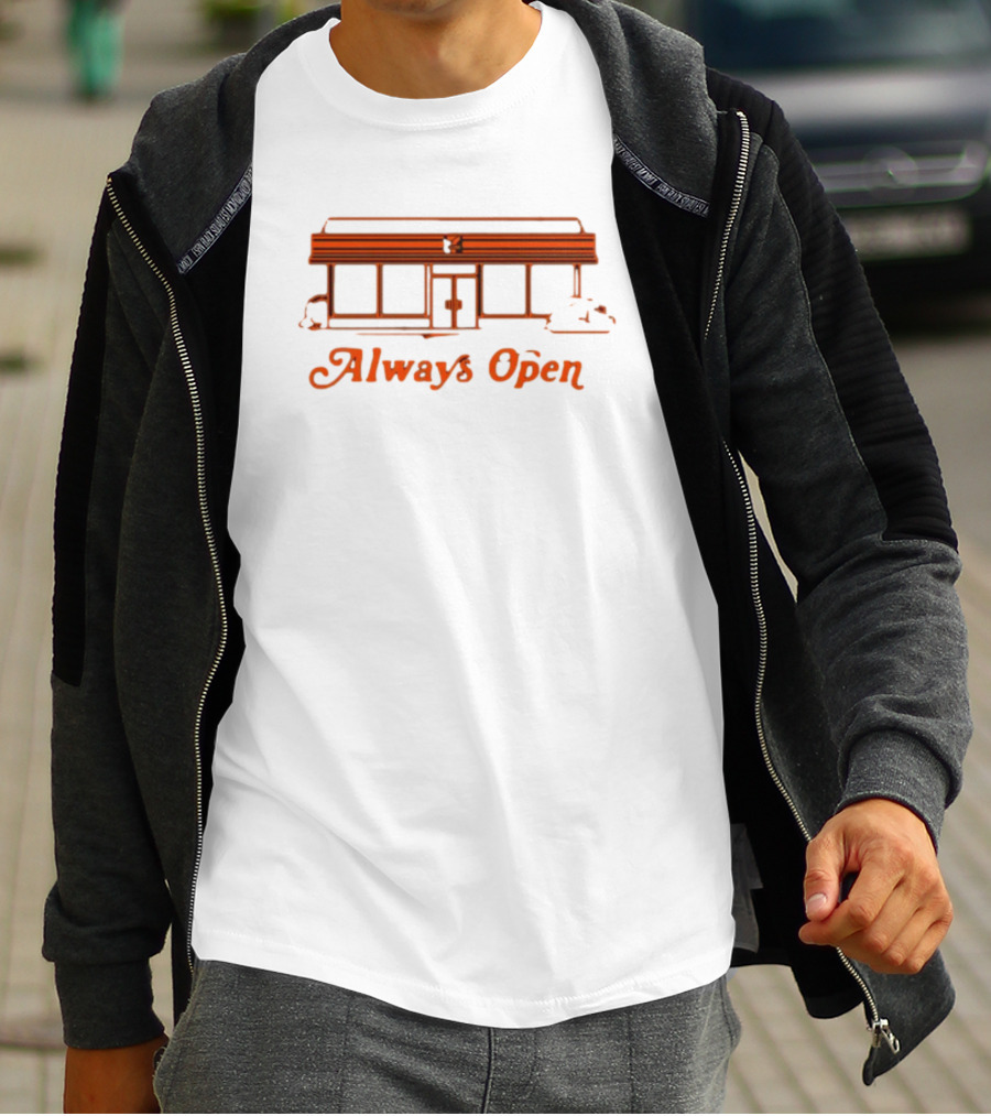 Always Open Retro Diner Neon Outline T-Shirt