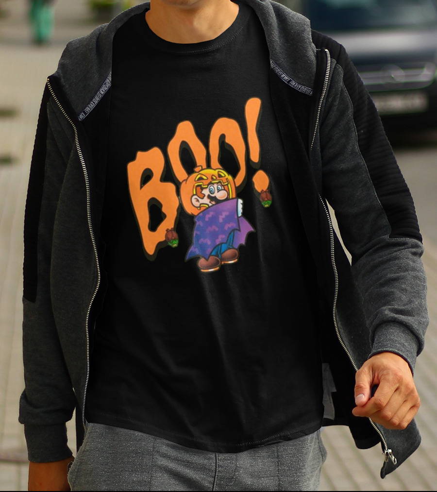 Nintendo NY Super Mario Boo Halloween Pumpkin Ghost Mario T-Shirt