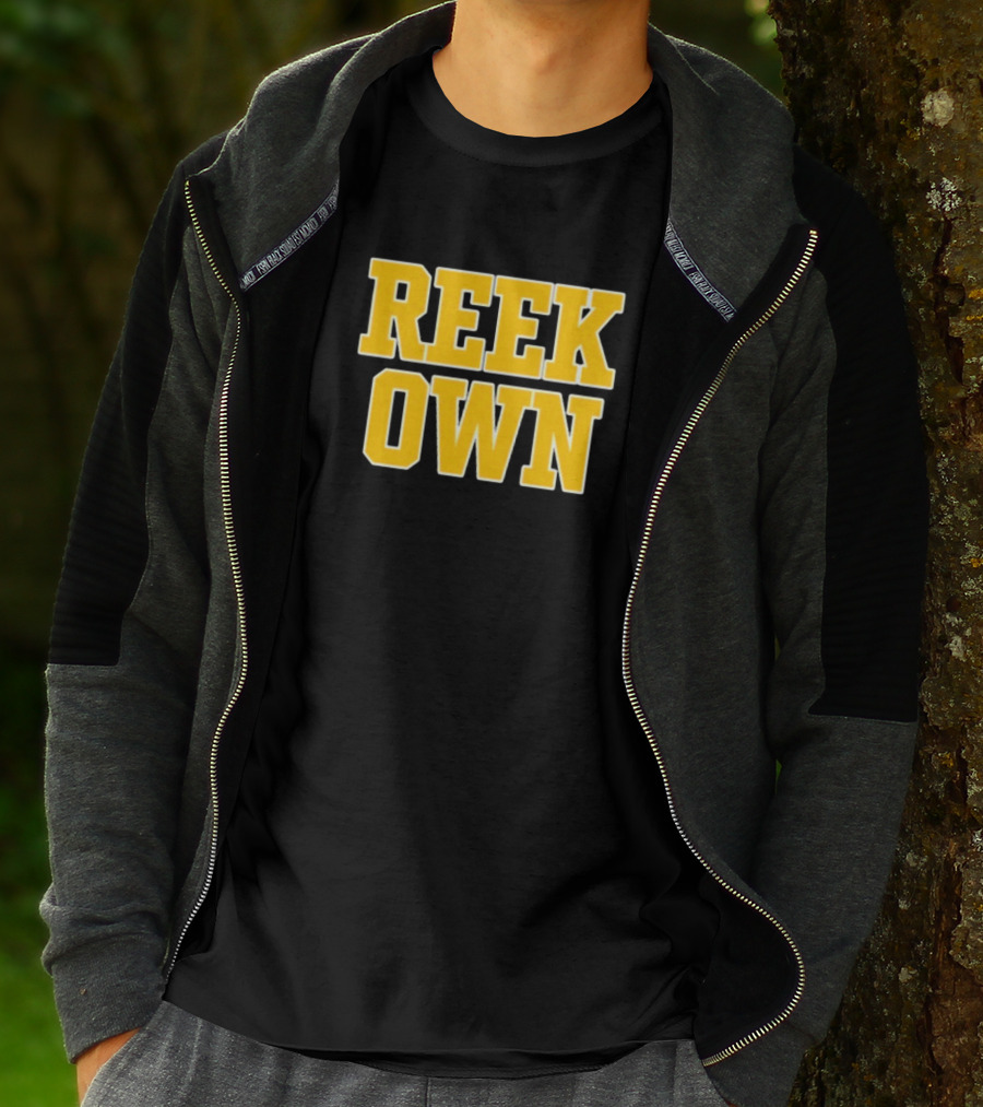 REEK OWN Bold Yellow Block Letters On Black Square T-Shirt