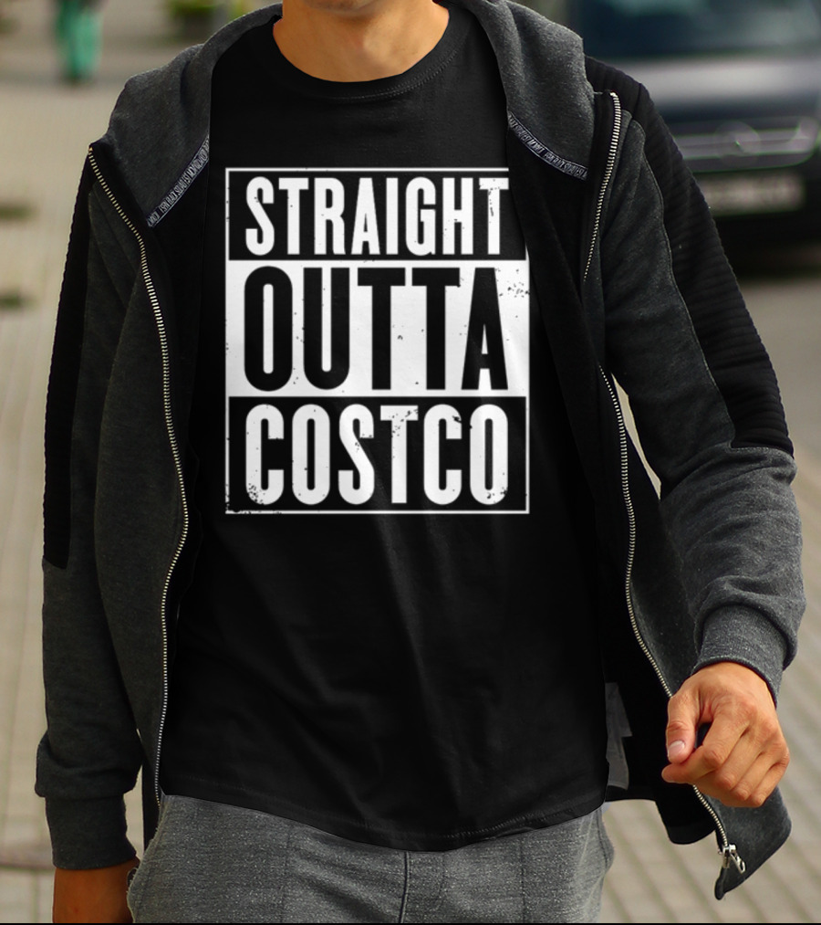 Straight Outta Costco Black And White Text Block T-Shirt