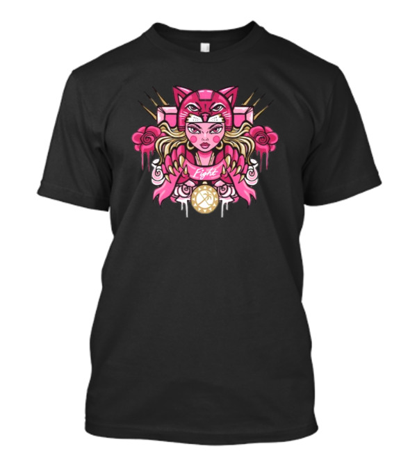 Florida Pink In The Rink Fight Panther Girl Roses Gold Hockey Puck T-Shirt