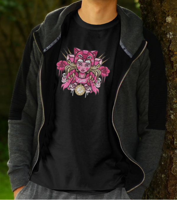 Florida Pink In The Rink Fight Panther Girl Roses Gold Hockey Puck T-Shirt