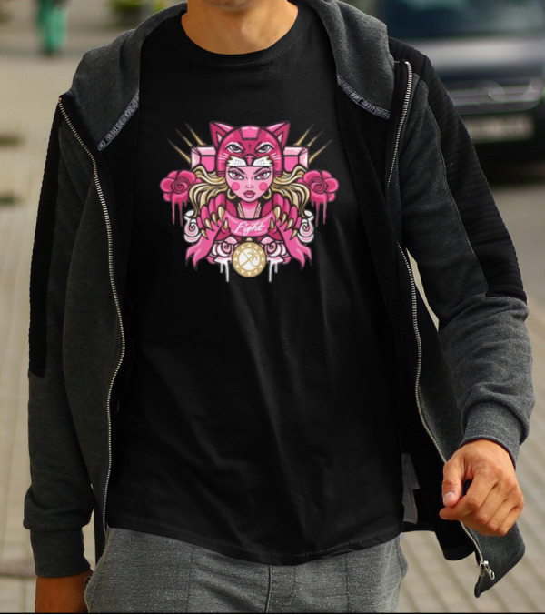 Florida Pink In The Rink Fight Panther Girl Roses Gold Hockey Puck T-Shirt